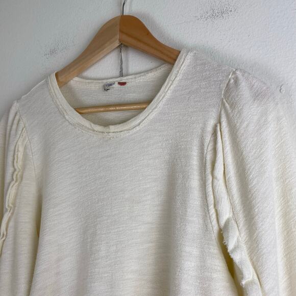 Anthropologie Pilcro Elsa Top Size M Ivory Cream Ruffle Blouse Neutral Casual - Picture 6 of 12